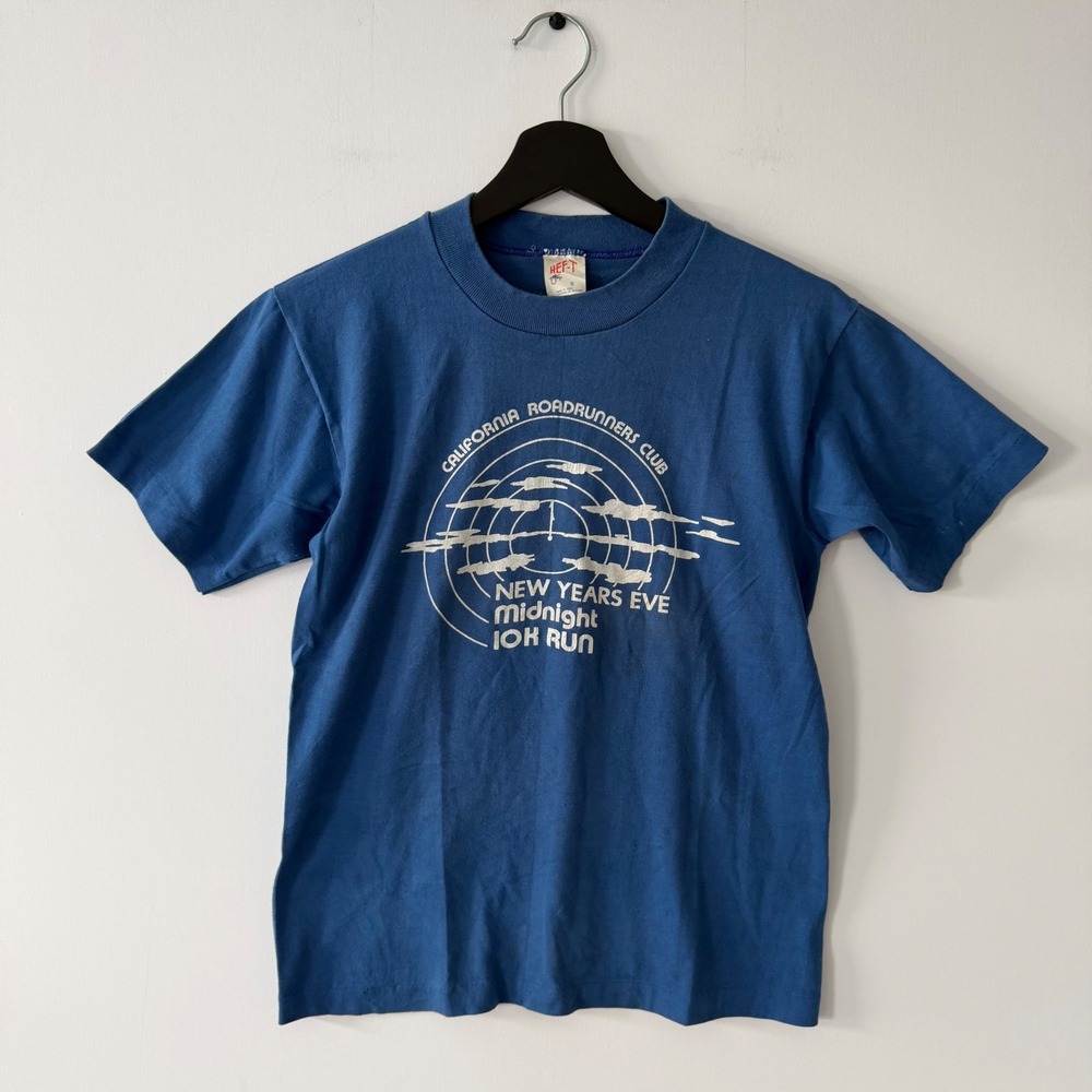 Vintage 80s Tee Jays California Roadrunners Club 10k Run T-Shirt Blue Small USA